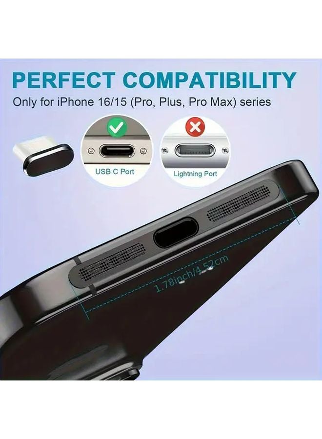 مجموعة سدادات غبار للهاتف من النوع سي لآيفون 15 و16، 13 قطعة سوداء، تشمل أعواد تنظيف - Image 4