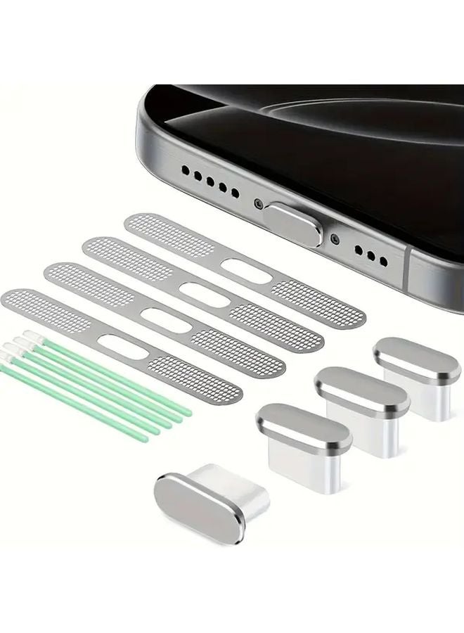 مجموعة سدادات غبار للهاتف من النوع سي لآيفون 15 و16، 13 قطعة سوداء، تشمل أعواد تنظيف - Image 3