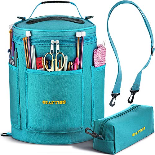 CRAFTISS Knitting Bag Yarn Storage Christmas Gift Best Durable Canvas Yarn Bag for Crochet Accessories Yarn Organizer Crochet Bag with Knitting Accessories Case