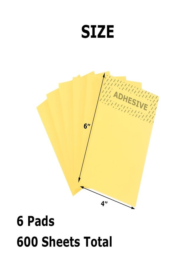 4A 6 Pads Sticky Notes 4x6 in, Yellow Sticky Notes Self-Stick Note Pads, Large Memo Pads for Office Back to School Supplies,100 Sheets/Pad, 600 Sheets Total, 4A 406x6-Y - Image 2