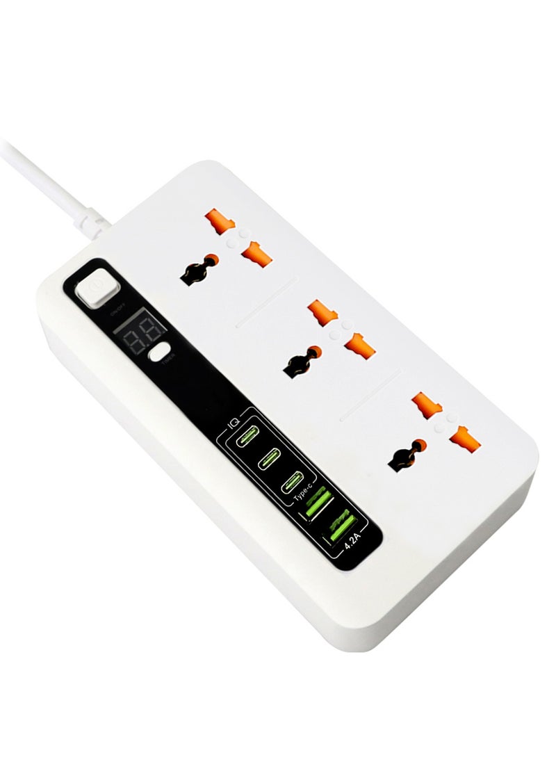 Exotic - Exotic Multi-Port Power Extension With 5-Ports (3 USB-C/2 USB-A) Ultimate Home & Office Kit 2M Wire (White) - Image 1