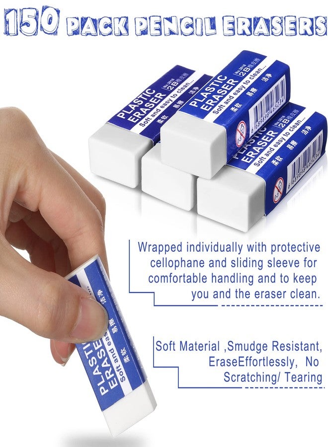 Yahenda 150 Pieces White Erasers Bulk Large Rubber Block Pencil Erasers for Drawing, Students, Teachers, Home, Office, Art Class, and More - Image 3