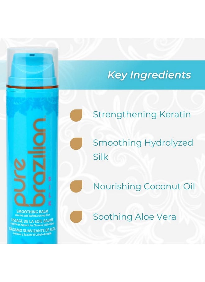 Pure Brazilian Pure Brazilian - Silk Smoothing Balm With Keratin, Hydrolyzed Silk & Coconut Oil, Anti-Frizz, Nourishing and Strengthening Formula for Silky Smooth Hair, Salon-Quality Treatment, (6.78 Oz)  - Image 3