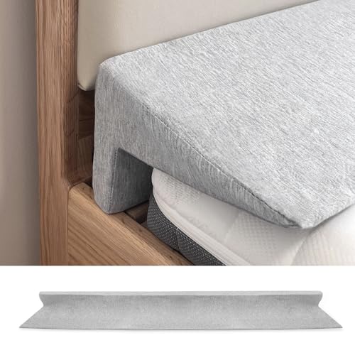 Wibeelee 60"x8"x5" Bed Wedge Pillow for Headboard Bed Wedge Gap Filler Cover 1.5-inch Gaps Mattress Wedge Gap Filler to Stop Items Falling Down(Grey) - Image 1