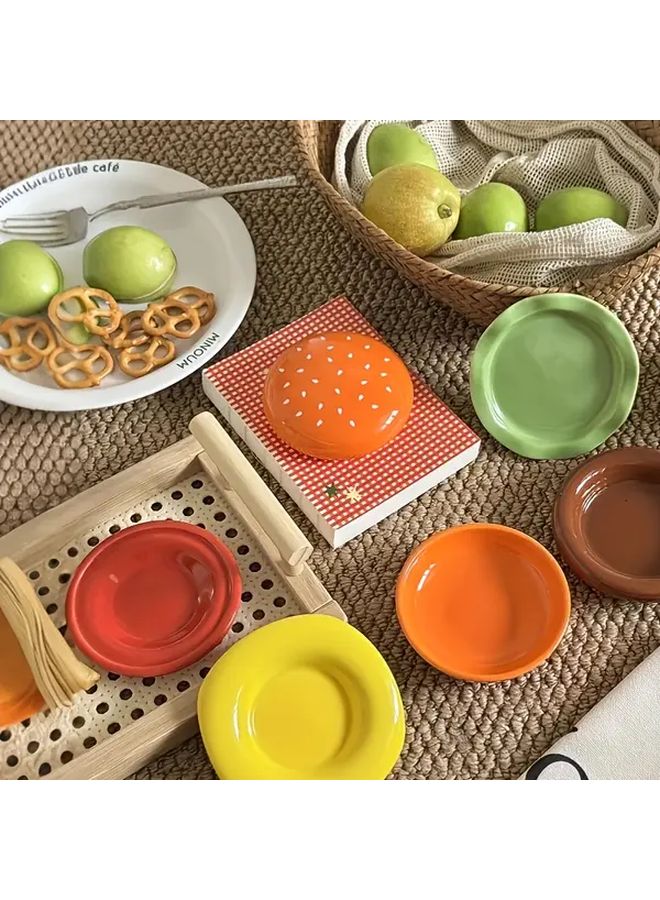 6 Pcs Mini Plate Set Hamburger Shaped Utensils Multi Functional BBQ Sauce Bowls Condiment Dishes Dessert Plates Cold Food Trays Random Color Random Style Mix And Match For Kitchen Or Outdoor Camping - Image 4