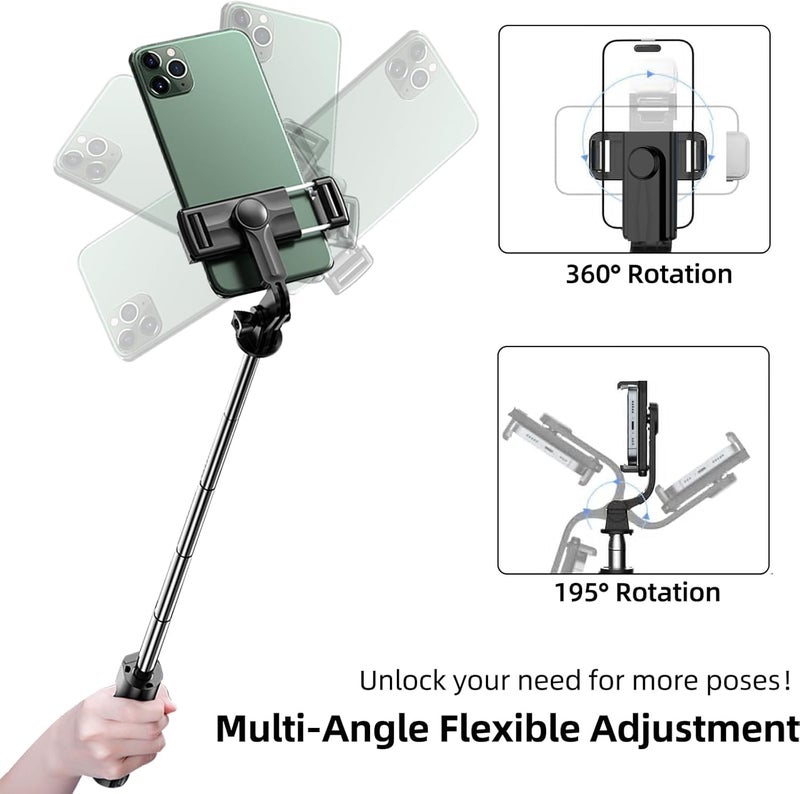 HOLD UP Selfie Stick, Extendable Selfie Stick with Wireless Remote and Tripod Stand, Portable, Lightweight, Compatible with All Smartphone and Mobile (Black) - Image 2