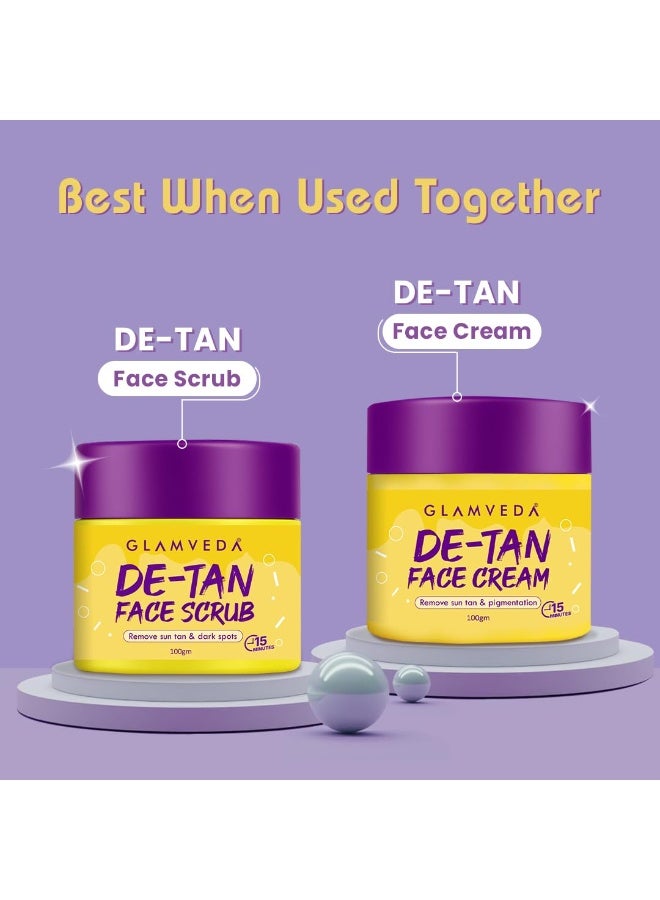 Glamveda De-Tan Scrub For Face 100gm | Face Mask for Glowing Skin & Tan Removal | Cleanser, Dead Skin | Blackhead Remover For Deep Exfoliation | Face Scrub For Men & Women | All Skin Types - Image 5