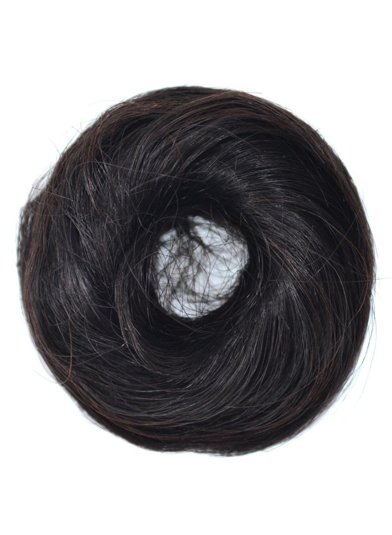 Estelle Real hair donut ball head wig hair bag wig ring real hair ring hair fluffy curly lady ball head hair twister Black Brown - Image 1