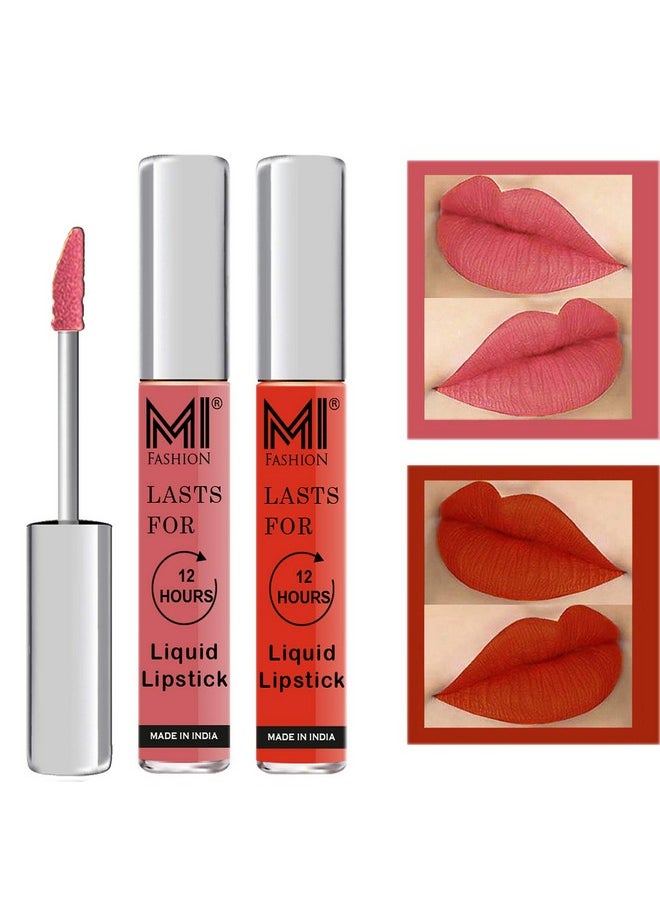 MI FASHION MI FASHION Soft Smooth Matte Finish Liquid Lipstick (Peach, Orange) 100% Superstay 12hr & Wide Range Of Flattering Colors 3.5ml (Pack Of 2)  - Image 1