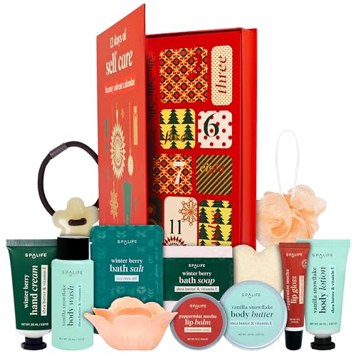 SpaLife Holiday 12Day Beauty Advent Calendar TravelFriendly Skincare Gift Set 12 Days of SelfCare Spa Set Body Care Skin Care SpaLife Holiday Stocking Stuffer - Image 1
