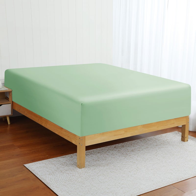 Zaizaihome Bamboo Viscose Cooling Fitted Sheet Twin Size Only  400 Thread Count  16"" Deep Pocket Cooling Bottom Sheets for Hot Sleeper  Silky Soft Breathable (Twin  Sage Green  - Image 4