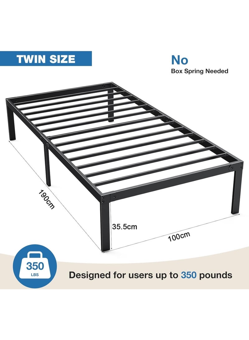 Anvanke Gaming Metal Twin Bed Frame 190*100cm | Heavy Duty Steel Slat Support | Storage Space | No Box Spring Needed | Easy Assembly Black Bed for Bedroom - Image 2