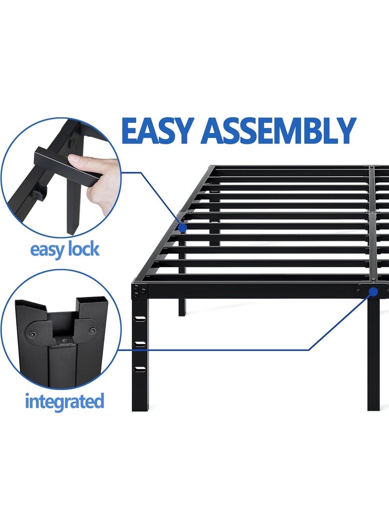 Anvanke Gaming Metal Twin Bed Frame 190*100cm | Heavy Duty Steel Slat Support | Storage Space | No Box Spring Needed | Easy Assembly Black Bed for Bedroom - Image 4