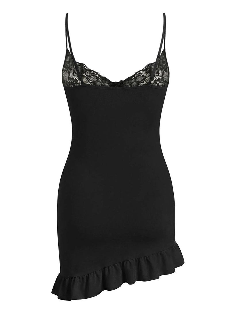trendyol Black Ruched Spaghetti Strap Panties Babydoll/Fantasy Nightgown - Image 4