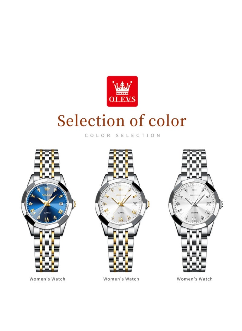 OLEVS - Top Brand Women's Watches Elegant Rhombus Mirror Original Quartz Ladies Wristwatch Stainless Steel Waterproof Luminous New - Image 1
