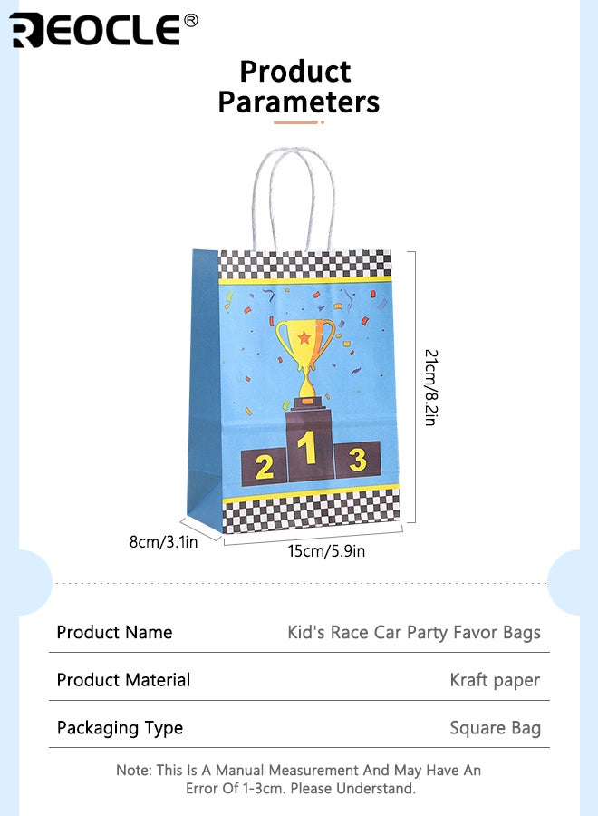 ريوكل 24 قطعة للأطفال سباق سيارة حزب حقائب لصالح مع مقابض حقائب تصميم العلم المتقلب للأطفال سباق حفلة عيد ميلاد اللوازم ديكورات هدية للأولاد والبنات - Image 3