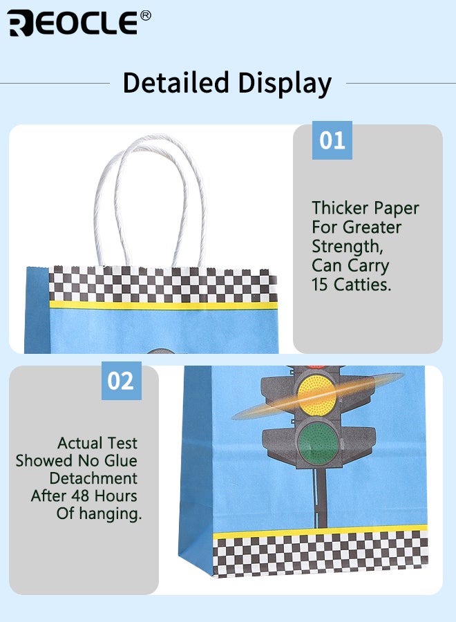 ريوكل 24 قطعة للأطفال سباق سيارة حزب حقائب لصالح مع مقابض حقائب تصميم العلم المتقلب للأطفال سباق حفلة عيد ميلاد اللوازم ديكورات هدية للأولاد والبنات - Image 2