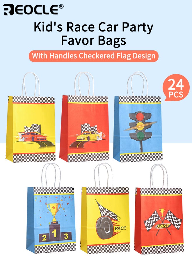 ريوكل 24 قطعة للأطفال سباق سيارة حزب حقائب لصالح مع مقابض حقائب تصميم العلم المتقلب للأطفال سباق حفلة عيد ميلاد اللوازم ديكورات هدية للأولاد والبنات - Image 1