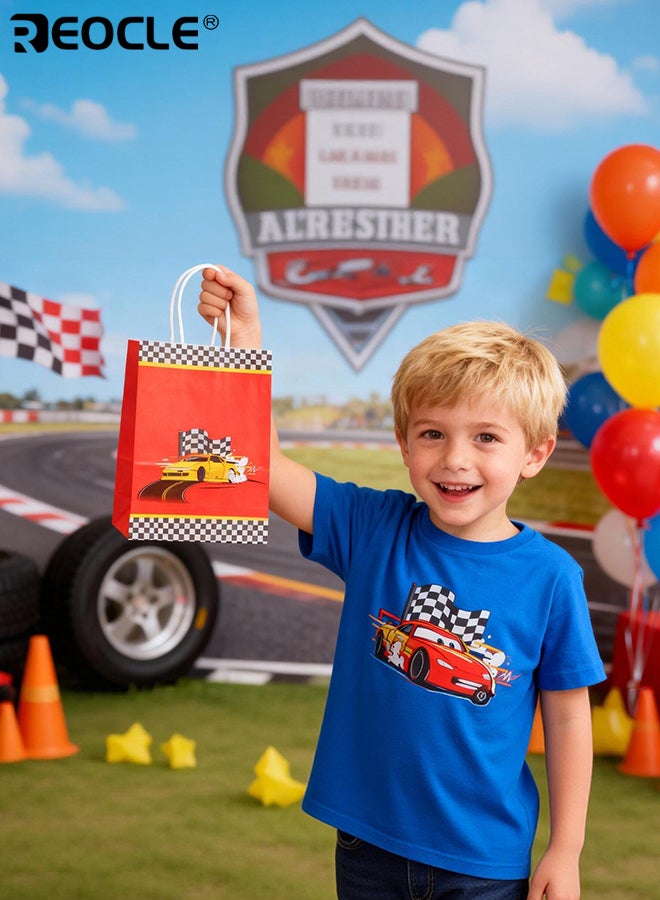REOCLE 24PCS Kid's Race Car Party Favor Bags with Handles Checkered Flag Design Bags for Kids Racing Birthday Party Supplies Decorations Gift for Boys and Girls - Image 3