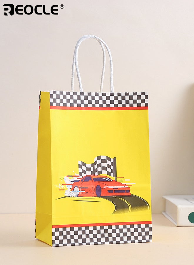 REOCLE 24PCS Kid's Race Car Party Favor Bags with Handles Checkered Flag Design Bags for Kids Racing Birthday Party Supplies Decorations Gift for Boys and Girls - Image 4