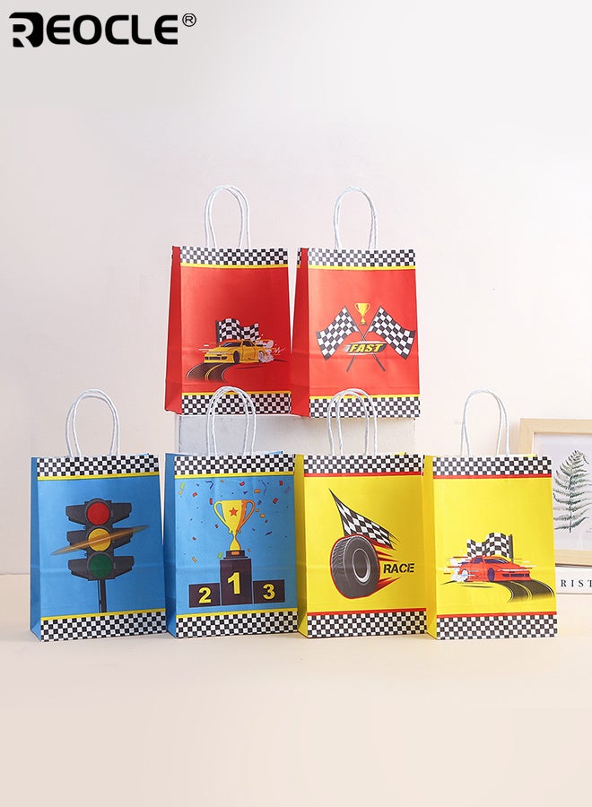 REOCLE 24PCS Kid's Race Car Party Favor Bags with Handles Checkered Flag Design Bags for Kids Racing Birthday Party Supplies Decorations Gift for Boys and Girls - Image 5