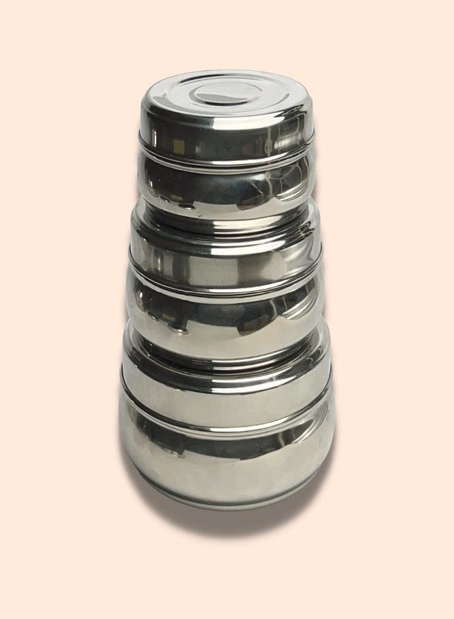 CALOPE Set Of 3 Stainless Steel Jar/Kitchen Dabbi/Food Grade Conatiner/Canister/Poori Dabba For Hot & Fridge Storage (750Ml, 550Ml, 350Ml)- Belly Shaped Flat Base With Lid, Blue - Image 2