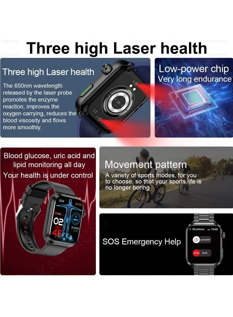 AROAQ Non-invasive Smart Watch Men Women Blood Fat Uric Acid Health Monitor Bluetooth Call Medical Grade Sports - Image 2