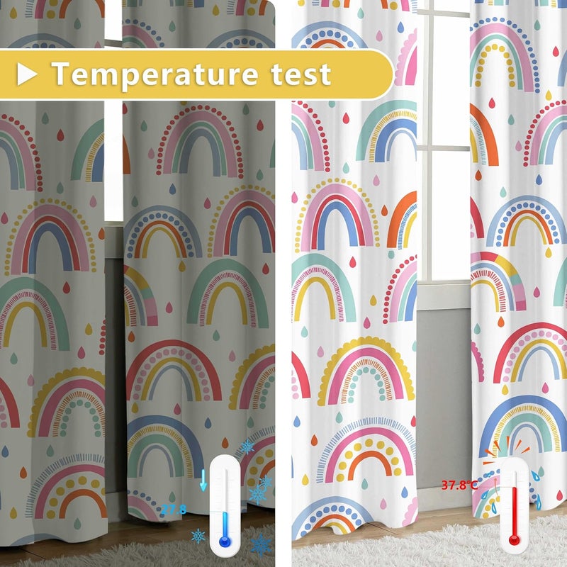 chiinvent Blackout Rainbow Curtains for Kids Cute Rainbow Room Darkening Window Curtains Decorative Cartoon Black Out Curtain for Girls Bedroom Nursery, C3, 52" x 84", 2 Panels (90% Blackout) - Image 4