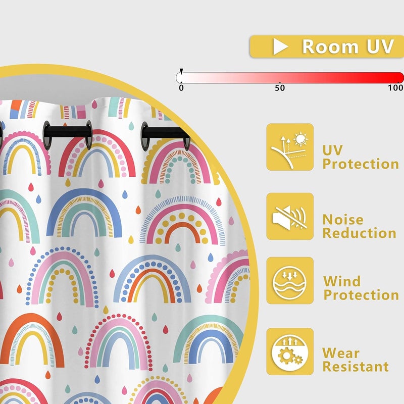 chiinvent Blackout Rainbow Curtains for Kids Cute Rainbow Room Darkening Window Curtains Decorative Cartoon Black Out Curtain for Girls Bedroom Nursery, C3, 52" x 84", 2 Panels (90% Blackout) - Image 5
