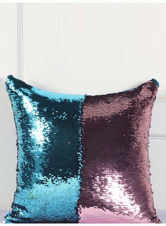 NIBEMINENT Trendy Color Block Sequins Cushion Cover Multicolour 40x40cm