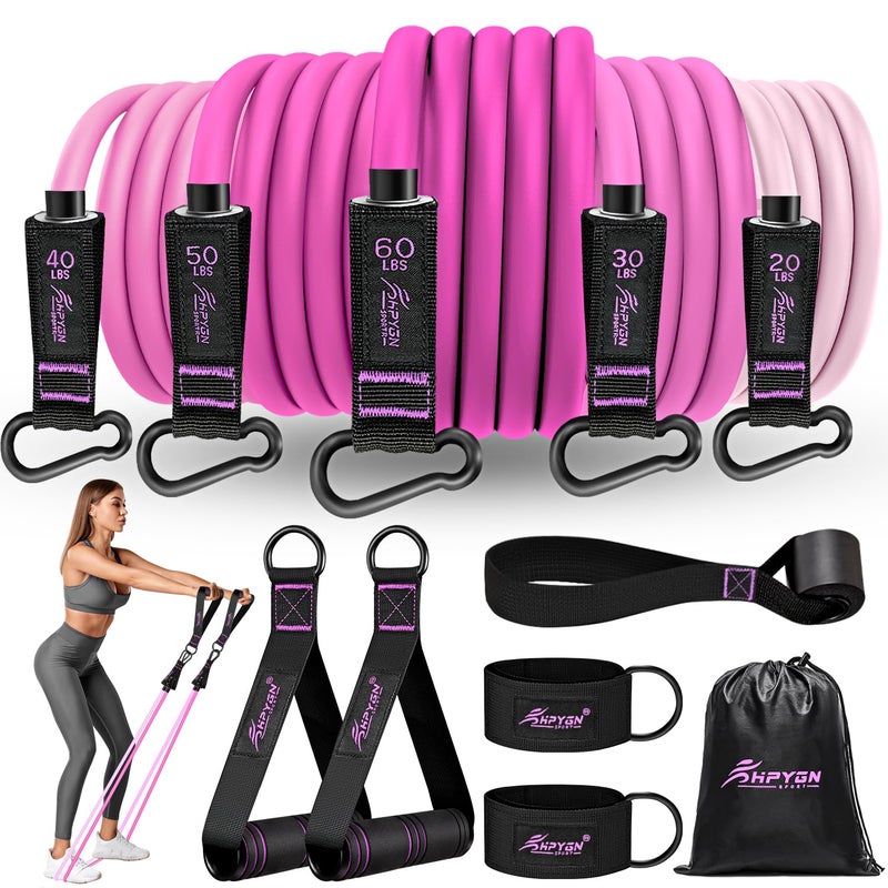 HPYGN Resistance Bands, Workout Bands, Fitness Bands with Door Anchor and Ankle Straps, Portable Home Gym for Strength Training, Physical Therapy, Shape Body, Yoga, Home Workout Equipment - Image 1