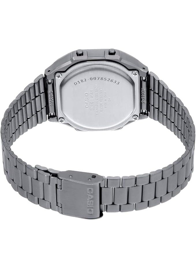 Casio - Vintage Armbanduhr A168WGG-1BDF - Unisex Uhr - Spritzfest - Digital - Mit Stahlband - Schwarz - Image 4