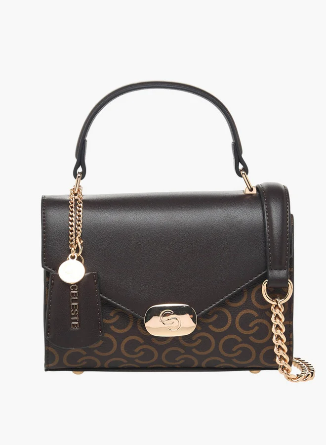 سيليست حقيبة ساتشيل بطبعة شعار مع مقبض علوي