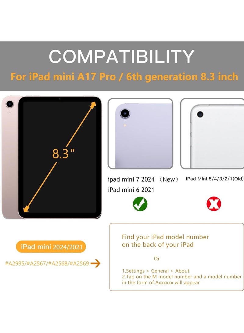 DUSALA Case for iPad mini 7 (A17 Pro, 7th Generation) 2024 / iPad mini 6 (6th Gen) 8.3 Inch with Pencil Holder, Slim Stand Protective Cover with Clear Transparent Back Shell for iPad mini 8.3 inch Tablet, Support Auto Wake/Sleep, (Black) - Image 2