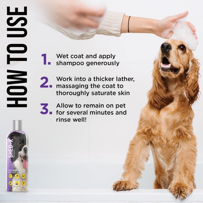 SynergyLabs Shed-X Shed Control Shampoo for Dogs, 16 oz â€“ Reduce Shedding â€“ Shampoo Infuses Skin and Coat with Vitamins and Antioxidants to Clean, Release Excess Hair, and Exfoliate - Image 4