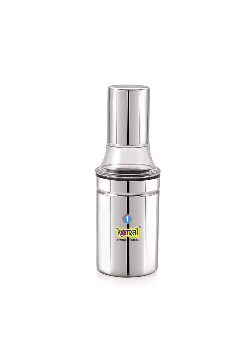 Konquer TimeS Komal White Cap Stainless Steel Oil Dispenser350 MlSilver Standard 