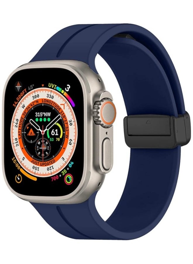 Generic - Magnetic for Apple Watch Band 49mm 45mm 44mm 42mm Women men,Silicone Sport Strap Replacement WristBands for Apple Watch Series 9/ultra 2/8/ultra/7/SE/SE 2nd/6/5/4/3/2/1,iWatch Bands - Image 1