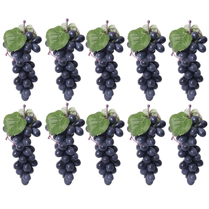 10 BUNCHES FAKE GRAPES RUBBER GRAPE BUNDLES FAKE FRUITS FOR HOME HOUSE KITCHEN PARTY WEDDING PHOTOGRAPHY DECOR BLACK