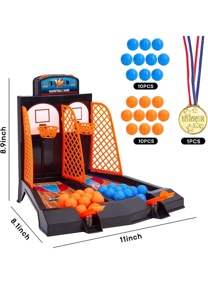 Basketball Shooting Game - 3 Otters, 29 Piece Tabletop Set, Office Games, Arcade for Kids and Adults, Stress Relief Sports, Gold - Image 2