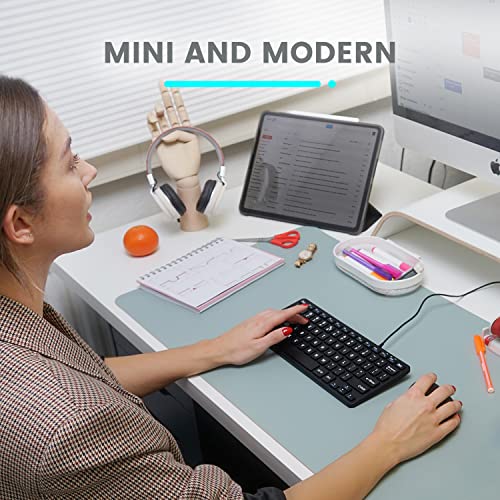 Perixx PERIBOARD-332 Wired Backlit USB Keyboard - Mini 11.22x4.57x0.83 Inches - Slim Scissor Keys with Big Font - White Illuminated LED - US English - Image 4