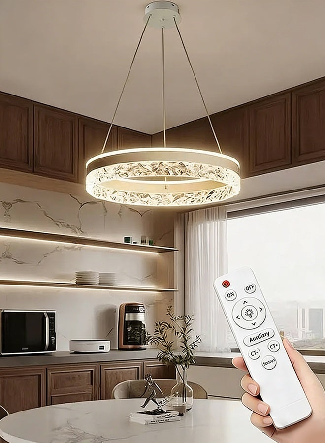 Modern LED Chandelier with Remote Dimming | Adjustable Acrylic Ring Design | Pendant Light for Kitchen, Dining & Living Room | Ideal for Arabic Interiors - Image 2