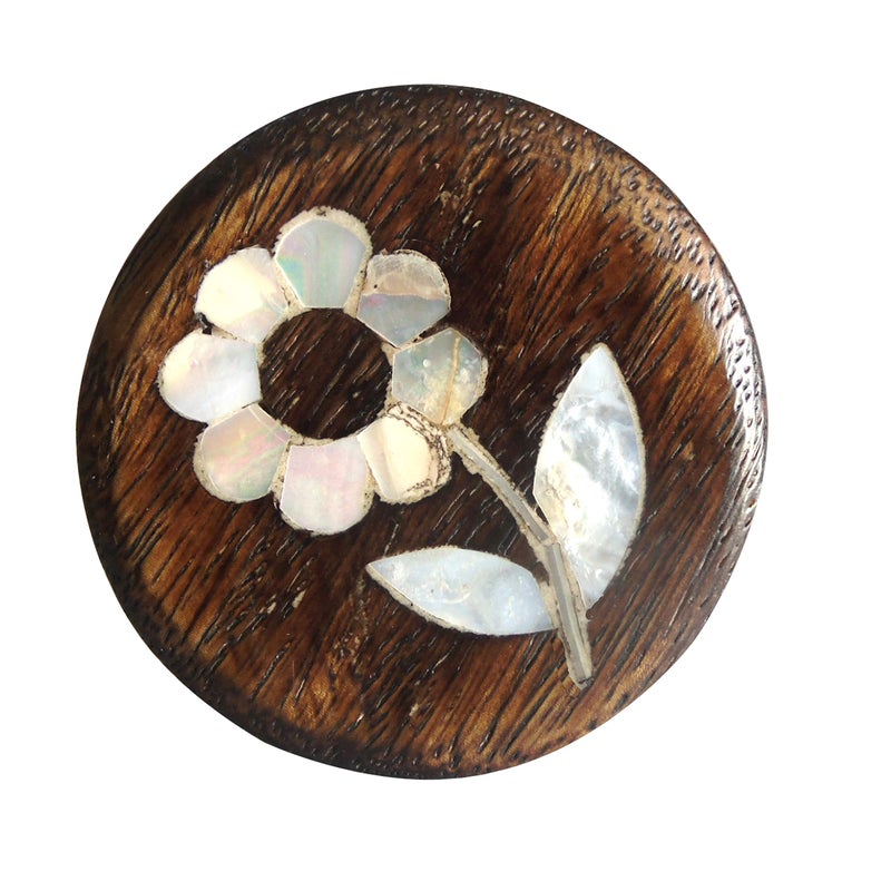 Perilla Home Set of 6 Wooden Knobs for Cabinet & Drawers Decorative Daisy Flower Antique Knobs Pull for Home Kitchen Cabinet Hardware Cupboard Glass Door Dresser Wardrobe and Drawer Pulls - Image 5