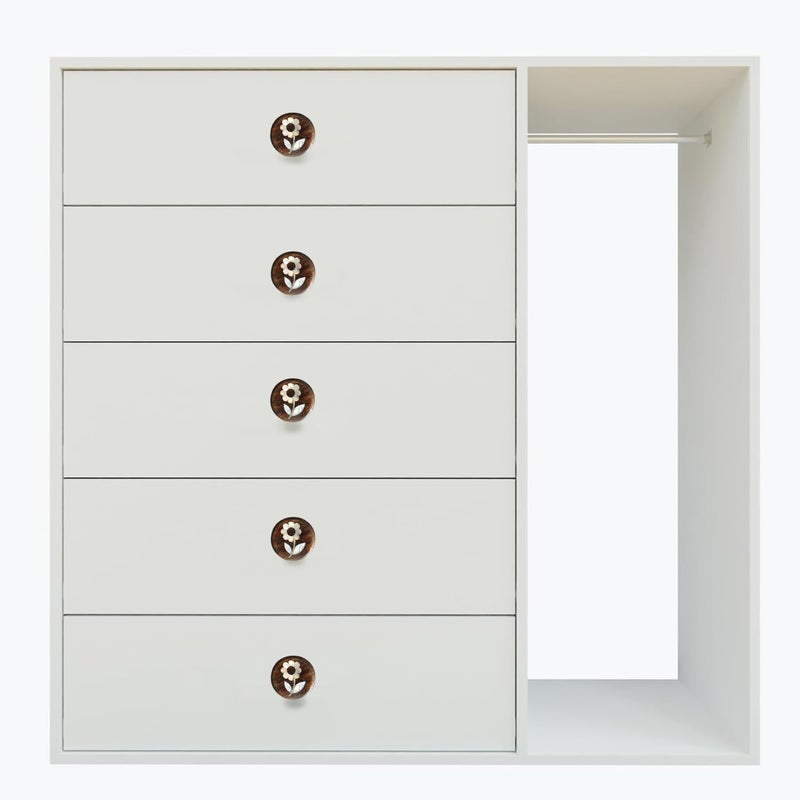 Perilla Home Set of 6 Wooden Knobs for Cabinet & Drawers Decorative Daisy Flower Antique Knobs Pull for Home Kitchen Cabinet Hardware Cupboard Glass Door Dresser Wardrobe and Drawer Pulls - Image 2