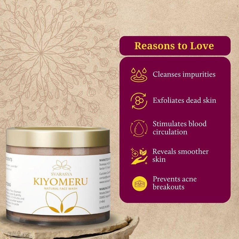 Svarasya Kiyomeru Natural Face Wash for sensitive skin The Ancient Natural Face Wash  Chemical free Face wash for oily and dry skin Face wash for men and women Powder 100 Grams - Image 3