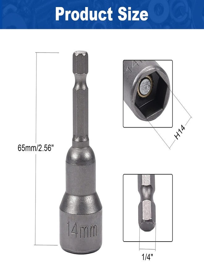 Heyiarbeit 1/4" Quick-Change Power Nut Driver Drill Bit Hex Shank 14mm Magnetic Metric Nut Setter 65mm Length for Household DIY Carpentry Woodworking 1Pcs - Image 2