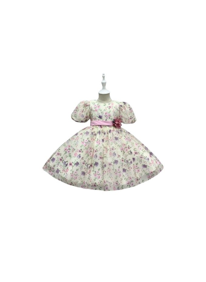 D'Daniela Floral Puff Sleeve Dress - Image 1