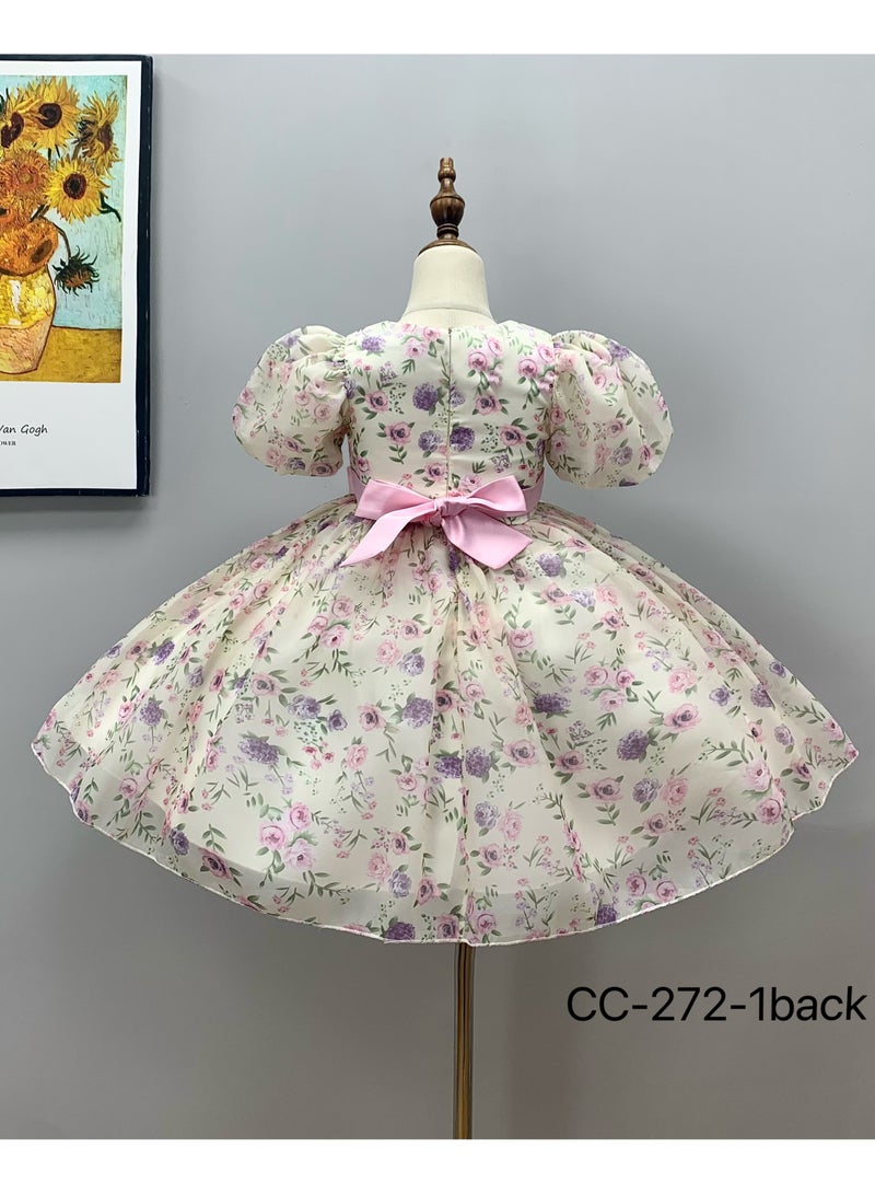 D'Daniela Floral Puff Sleeve Dress - Image 2