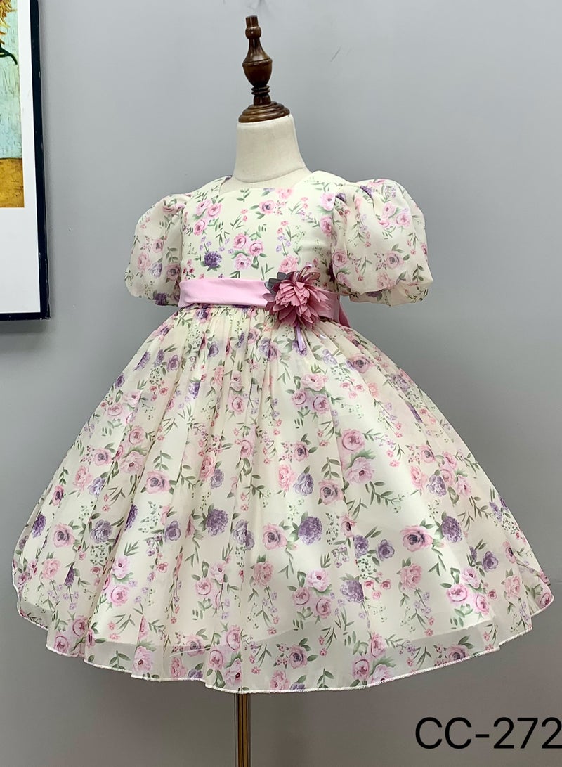 D'Daniela Floral Puff Sleeve Dress - Image 4