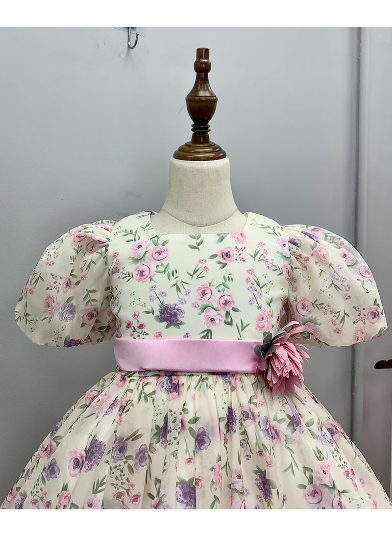 D'Daniela Floral Puff Sleeve Dress - Image 5