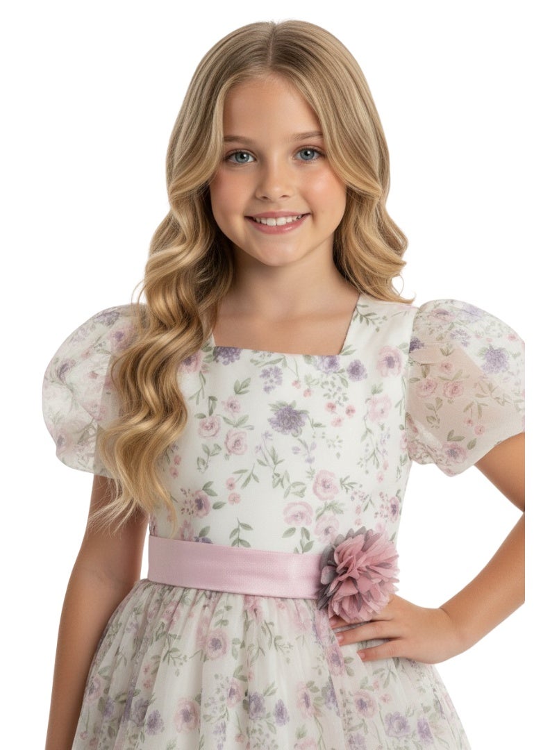 D'Daniela Floral Puff Sleeve Dress - Image 2